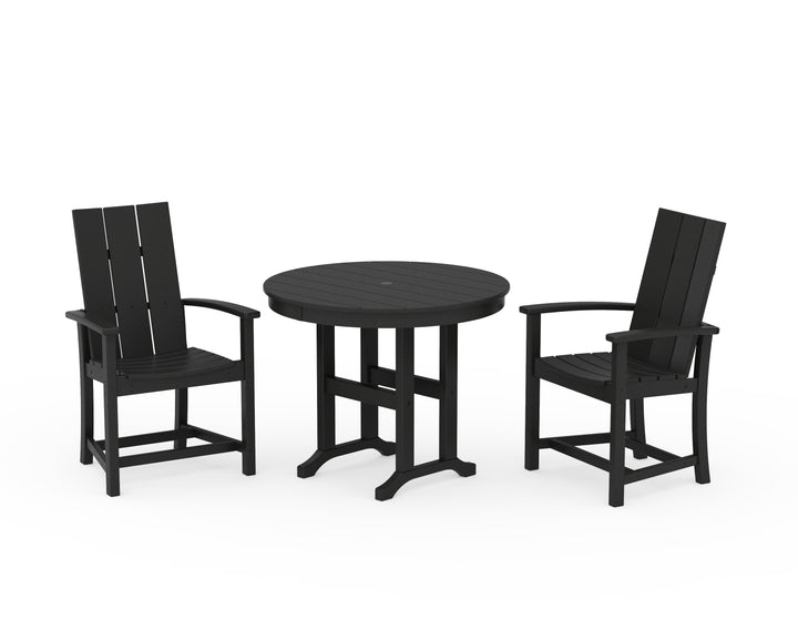 POLYWOOD® Modern Adirondack 3-Piece Round Farmhouse Dining Set