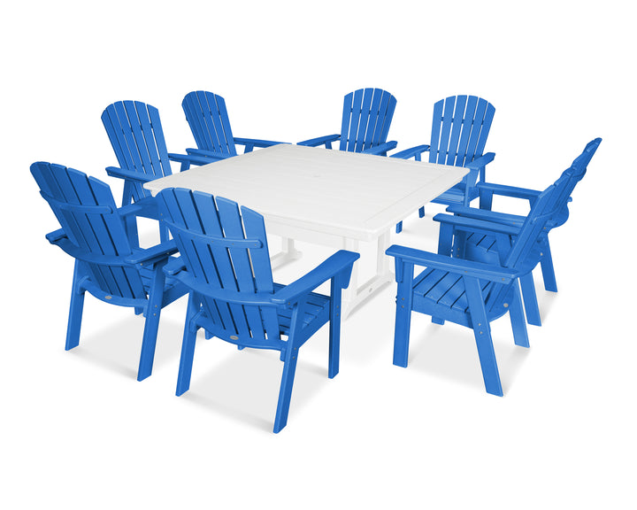 POLYWOOD® Nautical Adirondack 9-Piece Trestle Dining Set