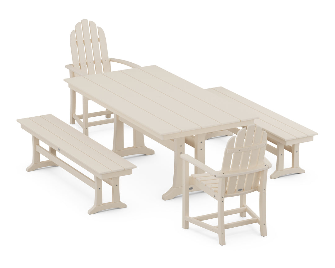 POLYWOOD® Classic Adirondack 5-Piece Farmhouse Dining Set With Trestle Legs