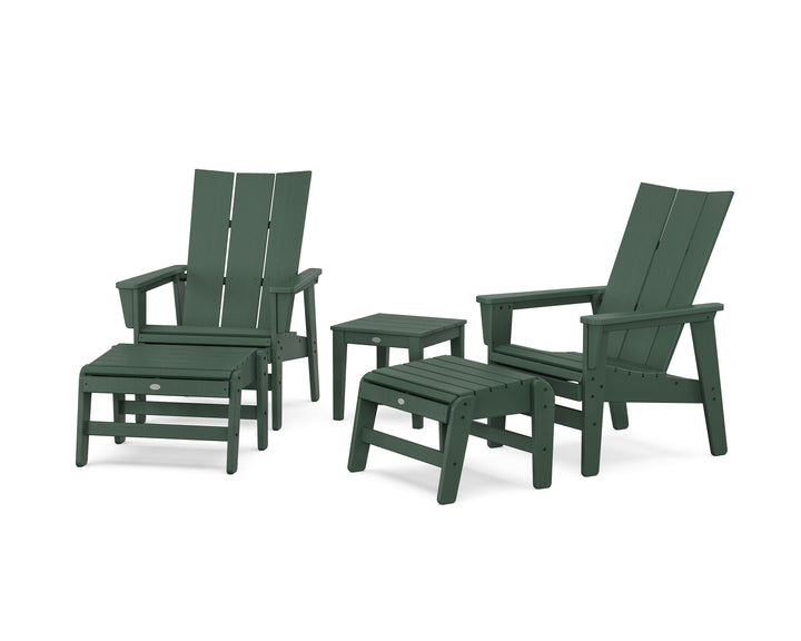 POLYWOOD® 5-Piece Modern Grand Upright Adirondack Set with Ottomans and Side Table