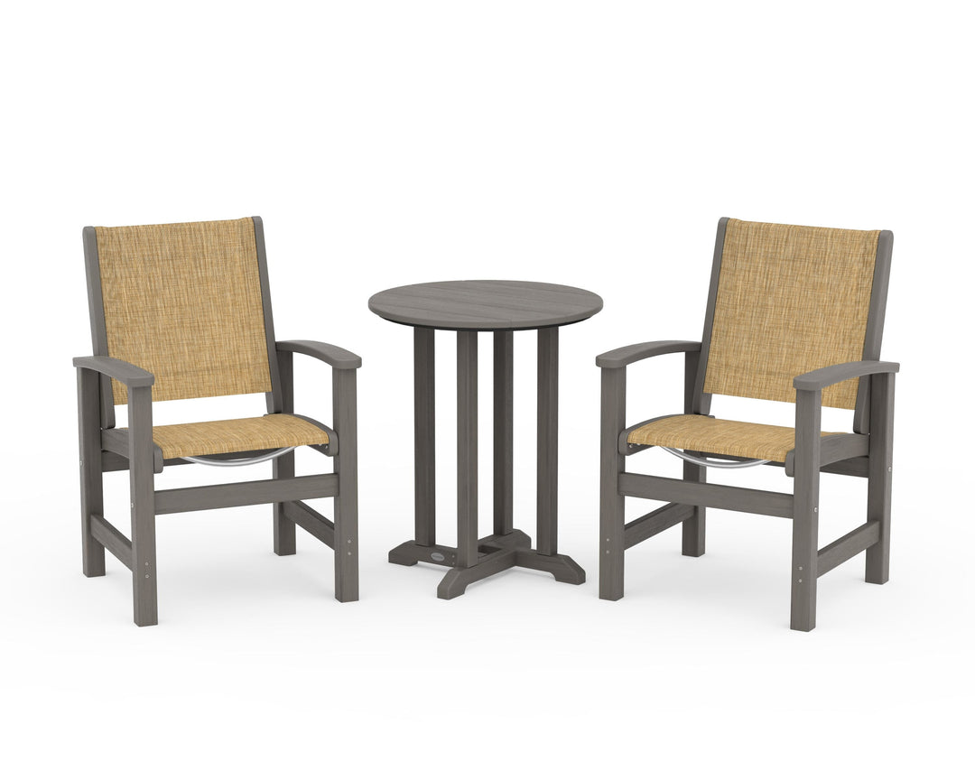 POLYWOOD® Coastal 3-Piece Round Bistro Dining Set