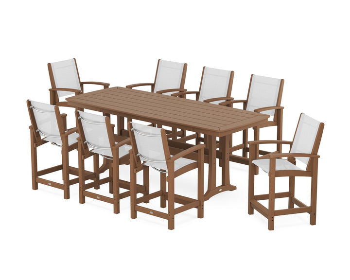 POLYWOOD® Coastal 9-Piece Counter Set with Trestle Legs