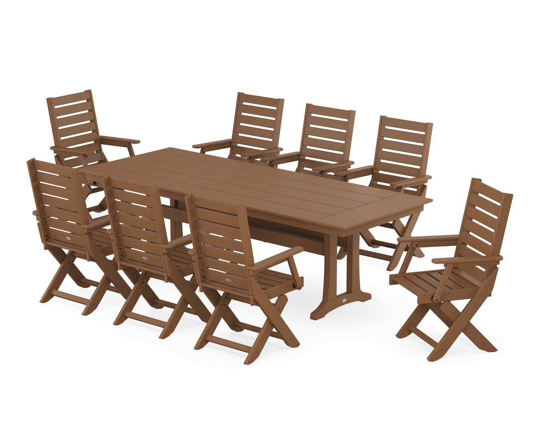 POLYWOOD® Captain 9-Piece Farmhouse Dining Set with Trestle Legs