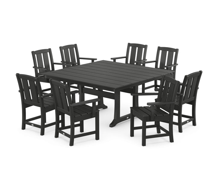 POLYWOOD® Mission 9-Piece Square Farmhouse Dining Set with Trestle Legs