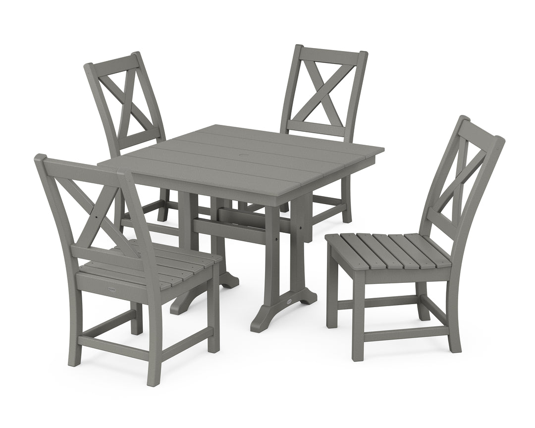 POLYWOOD® Braxton Side Chair 5-Piece Farmhouse Dining Set With Trestle Legs