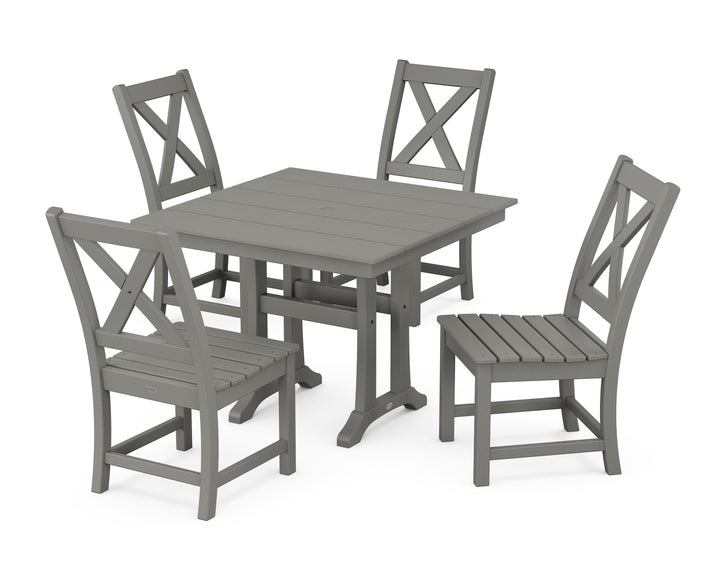 POLYWOOD® Braxton Side Chair 5-Piece Farmhouse Dining Set With Trestle Legs