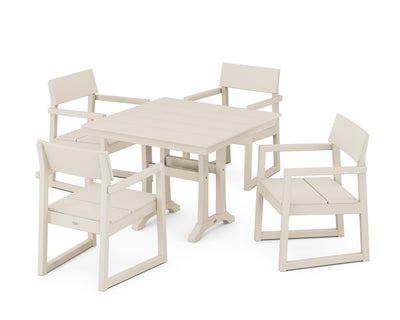 EDGE 5-Piece Farmhouse Dining Set With Trestle Legs