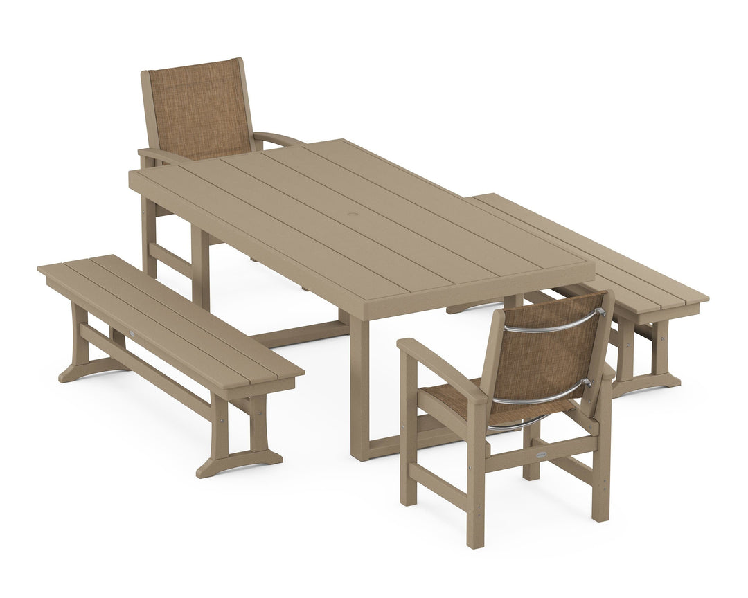 POLYWOOD® Coastal 5-Piece Dining Set with Trestle Legs