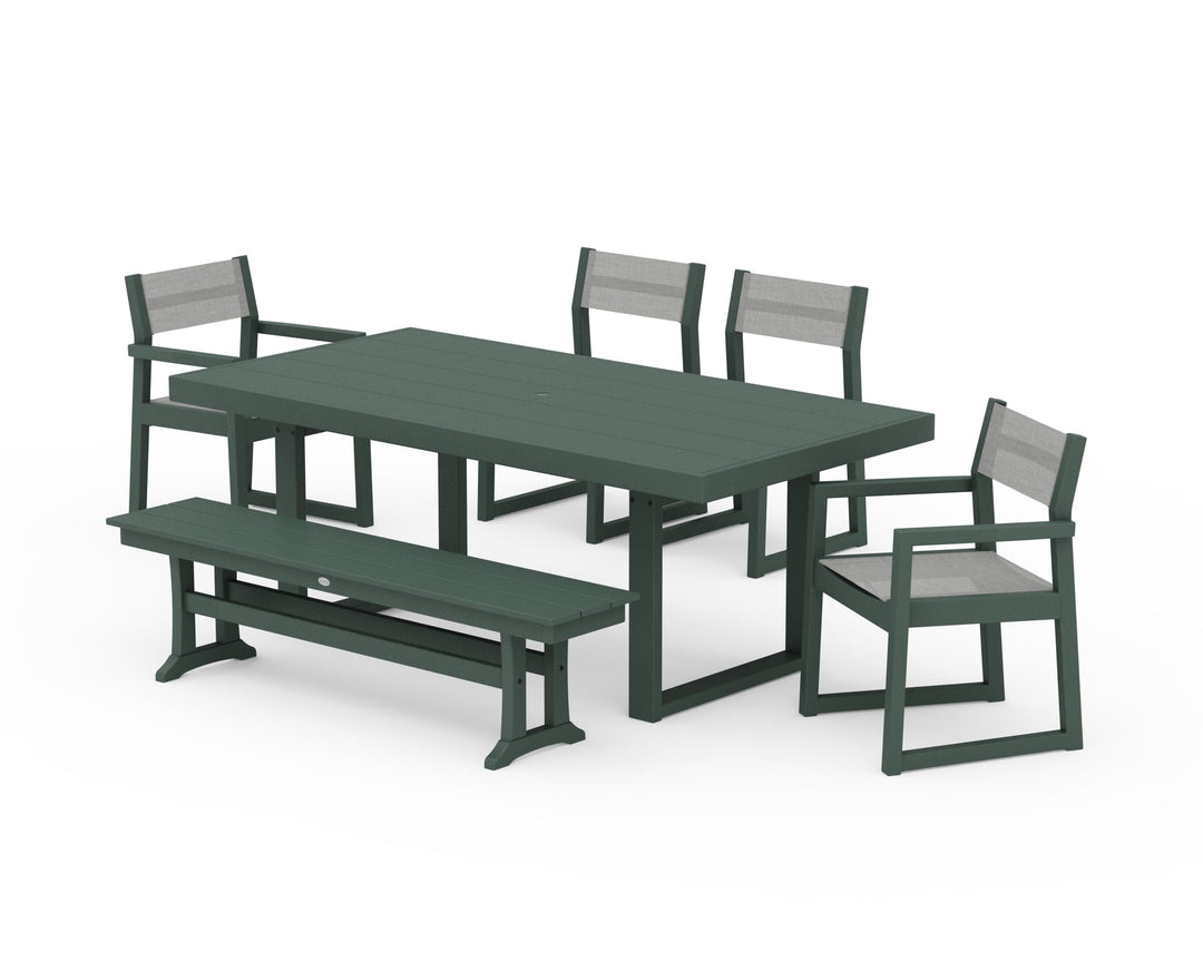 POLYWOOD® EDGE Sling 6-Piece Dining Set with Bench