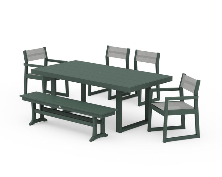 POLYWOOD® EDGE Sling 6-Piece Dining Set with Bench