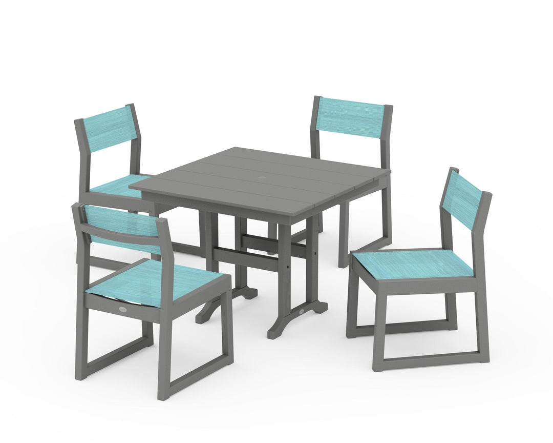 POLYWOOD® EDGE Sling Side Chair 5-Piece Farmhouse Dining Set