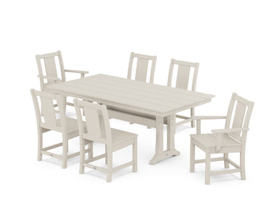 Prairie 7-Piece Farmhouse Dining Set with Trestle Legs