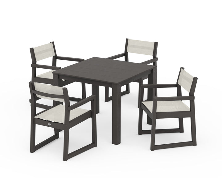 POLYWOOD® EDGE Sling Arm Chair 5-Piece Parsons Dining Set