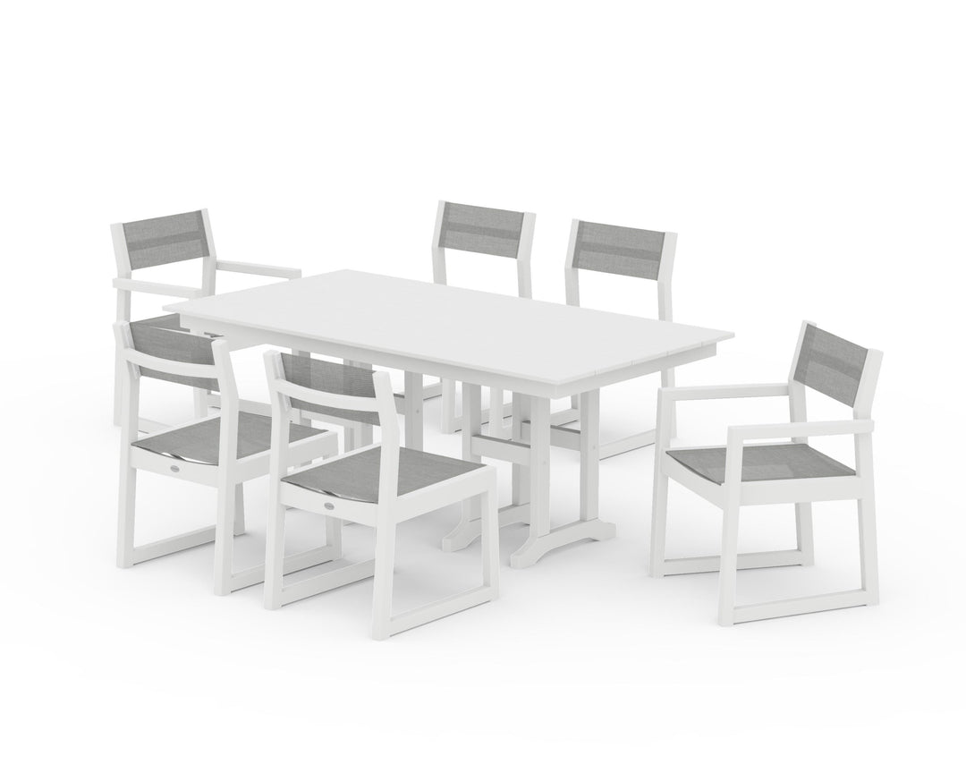 POLYWOOD® EDGE Sling 7-Piece Farmhouse Dining Set
