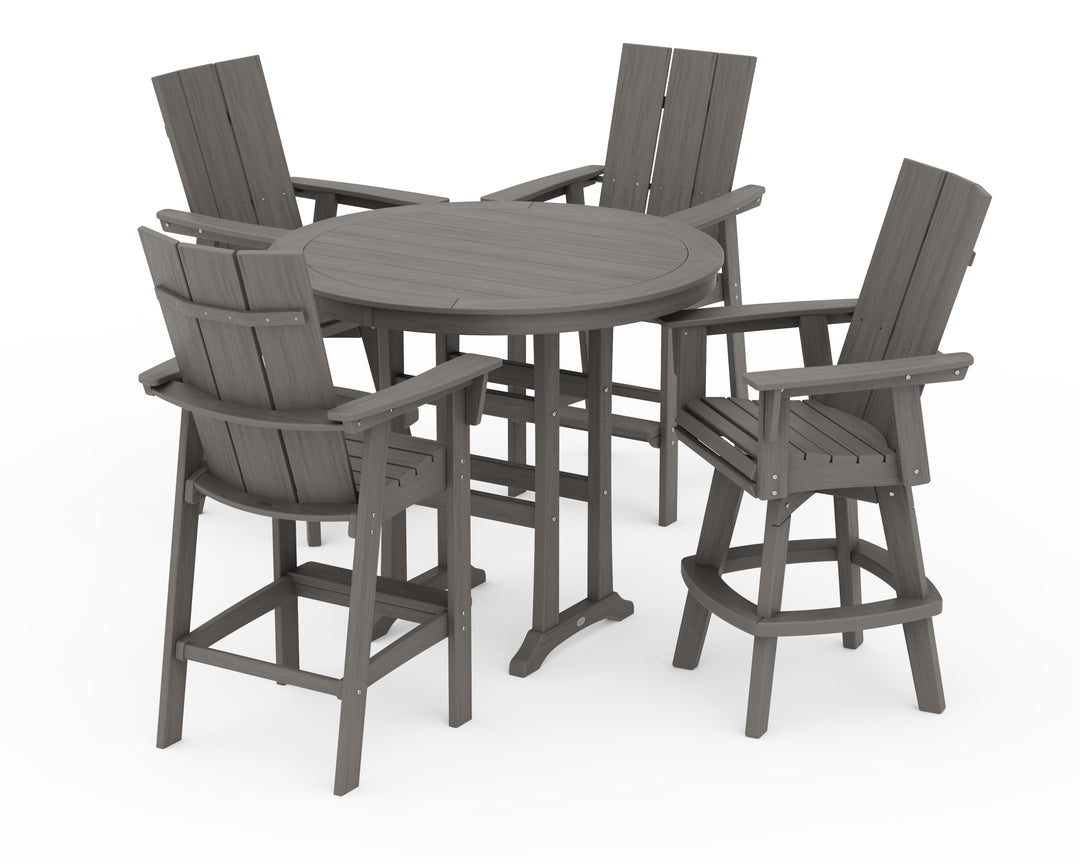 POLYWOOD® Modern Adirondack 5-Piece Nautical Trestle Round Bar Set with Swivels