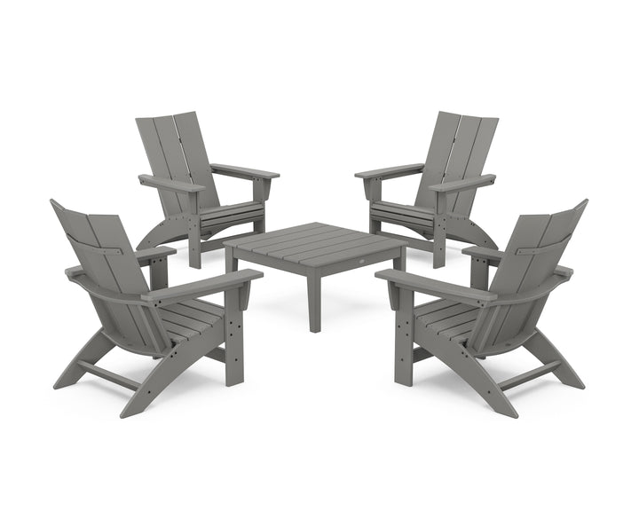 POLYWOOD® 5-Piece Modern Grand Adirondack Chair Conversation Group