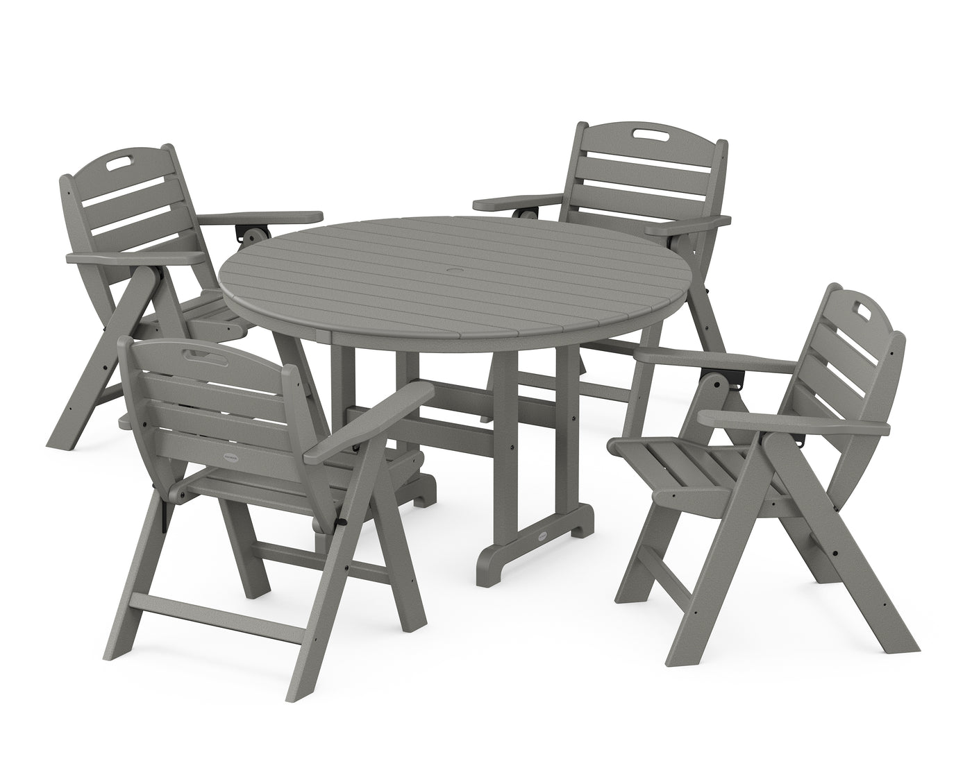 Nautical Folding Lowback Chair 5-Piece Round Farmhouse Dining Set