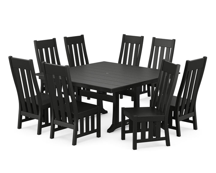 Martha Stewart by POLYWOOD® Acadia Side Chair 9-Piece Square Farmhouse Dining Set with Trestle Legs