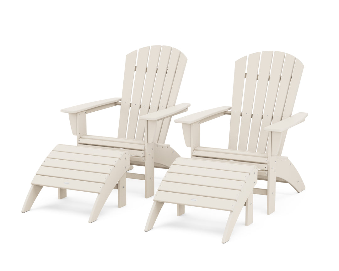 POLYWOOD® Nautical Curveback Adirondack Chair 4-Piece Set with Ottomans