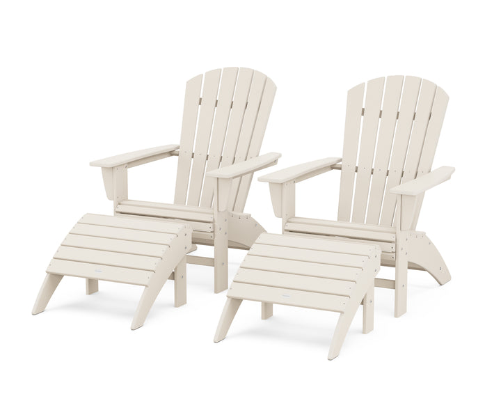 POLYWOOD® Nautical Curveback Adirondack Chair 4-Piece Set with Ottomans