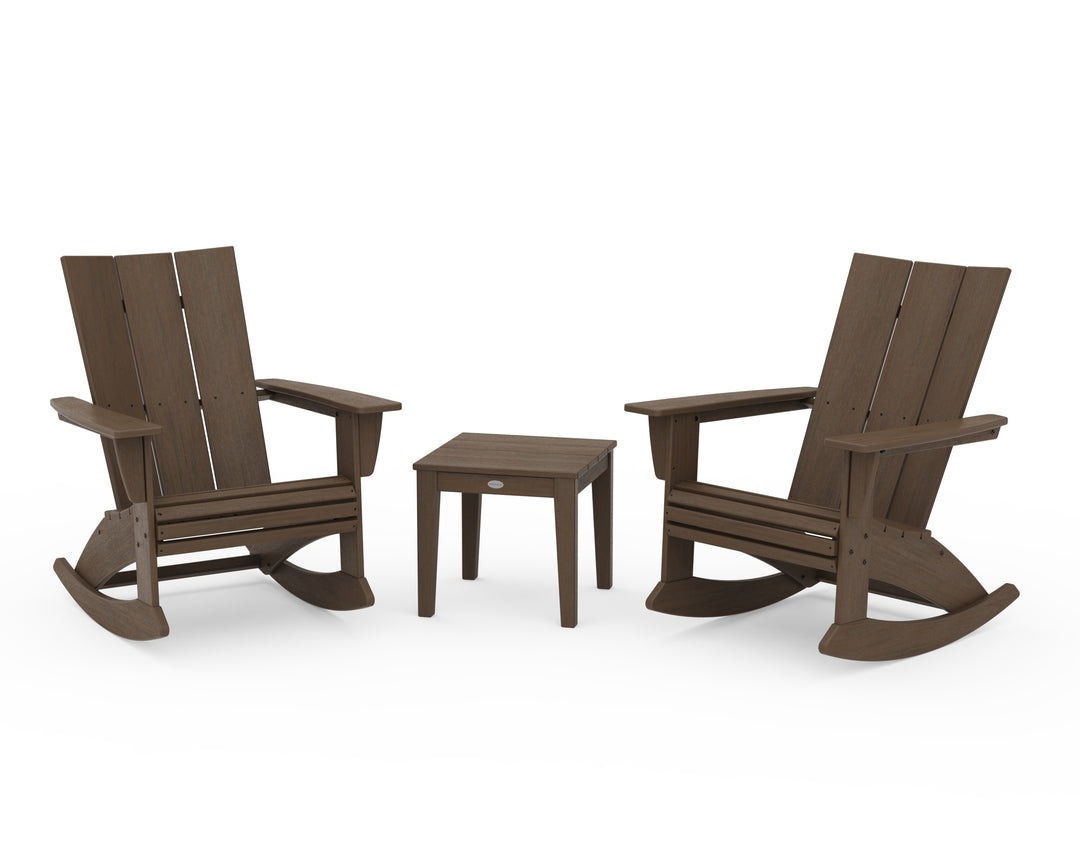 POLYWOOD® Modern Curveback 3-Piece Adirondack Rocking Chair Set