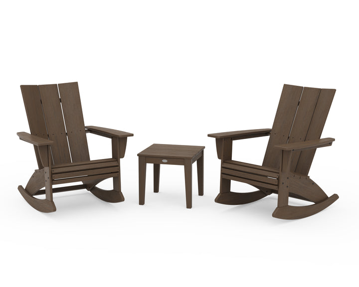 POLYWOOD® Modern Curveback 3-Piece Adirondack Rocking Chair Set