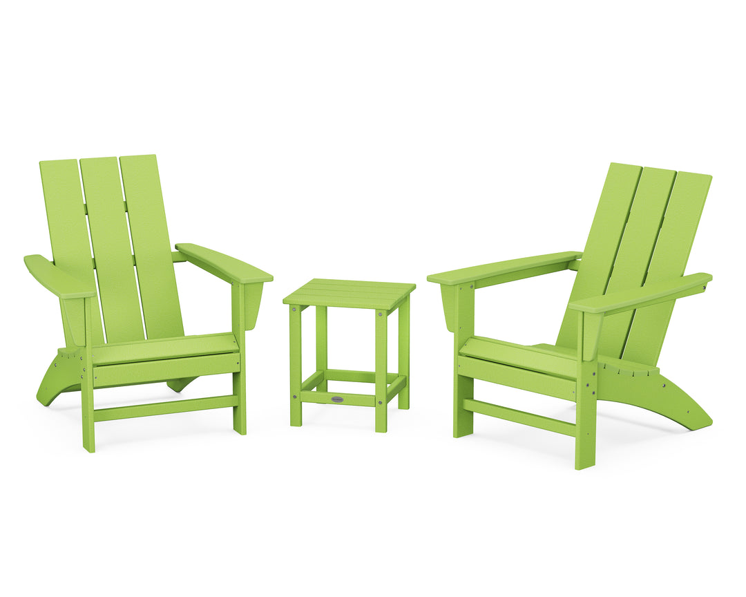 POLYWOOD® Modern 3-Piece Adirondack Set with Long Island 18" Side Table