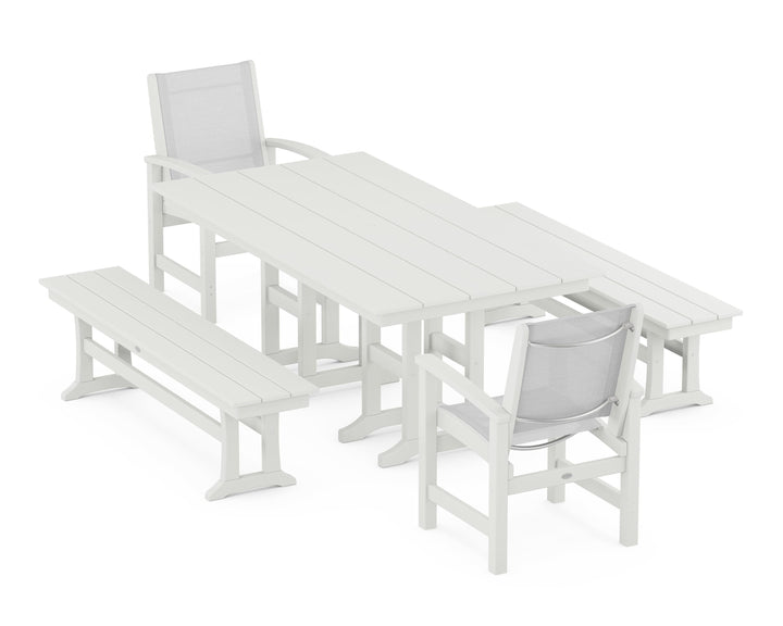 POLYWOOD® Coastal 5-Piece Farmhouse Dining Set