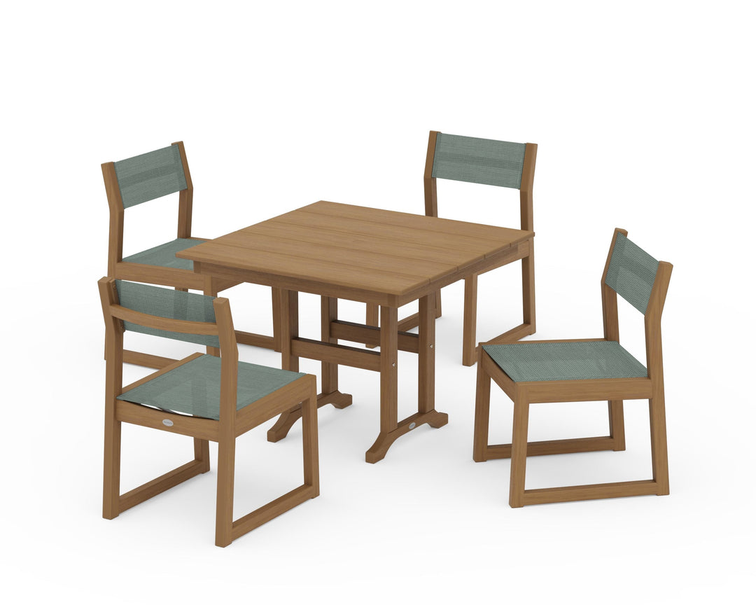 POLYWOOD® EDGE Sling Side Chair 5-Piece Farmhouse Dining Set