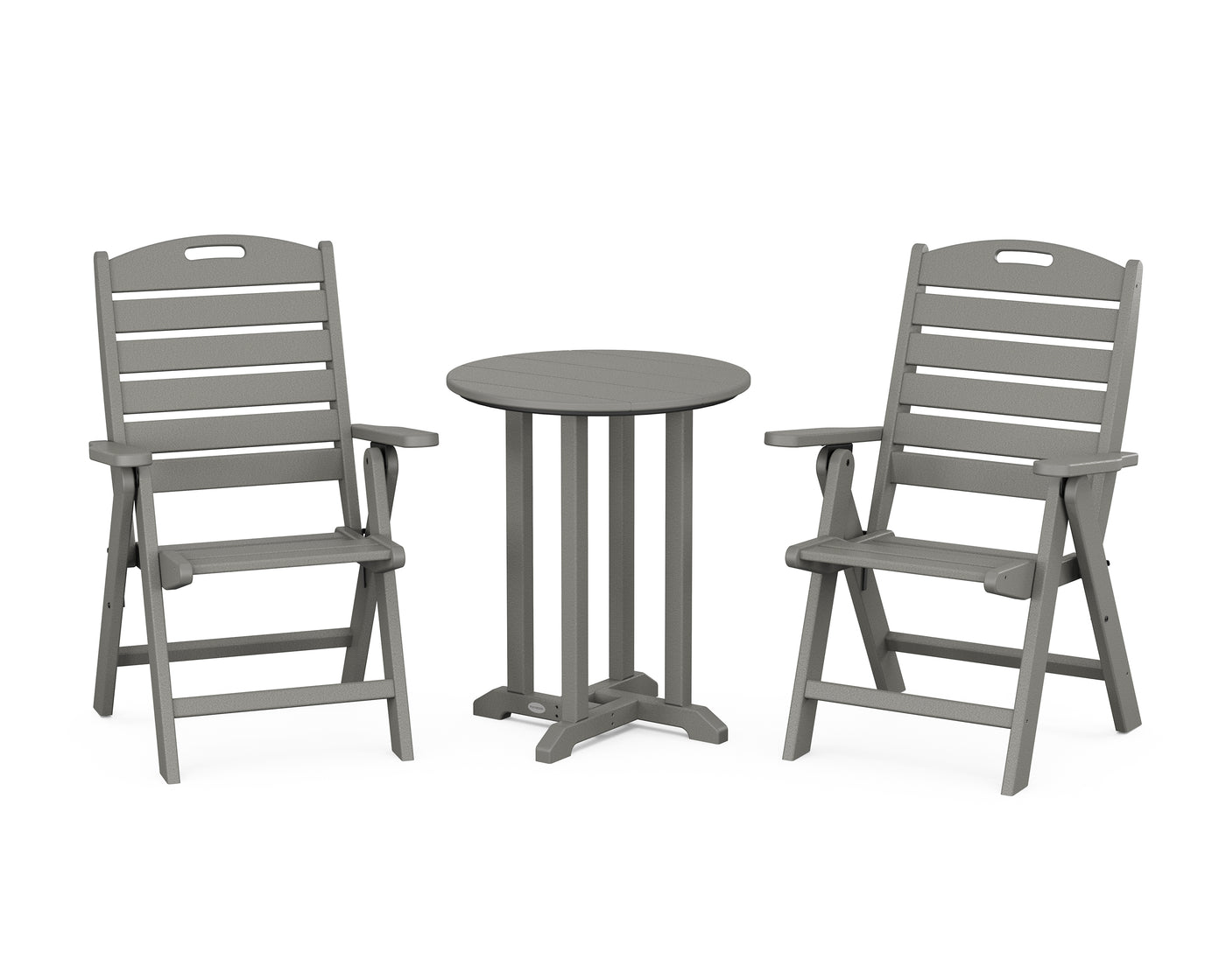 Nautical Folding Highback Chair 3-Piece Round Bistro Dining Set