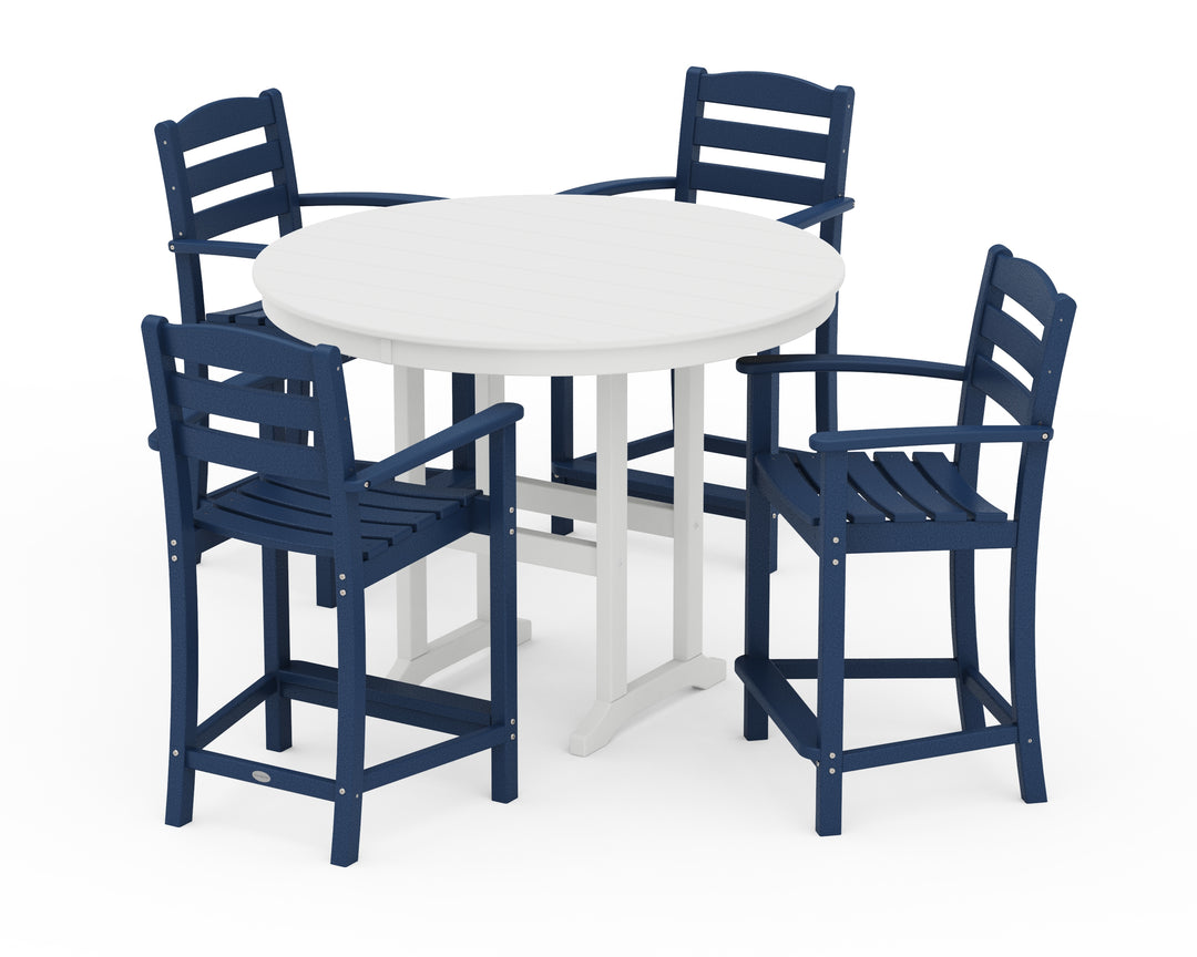 POLYWOOD® La Casa Café 5-Piece Round Farmhouse Counter Set