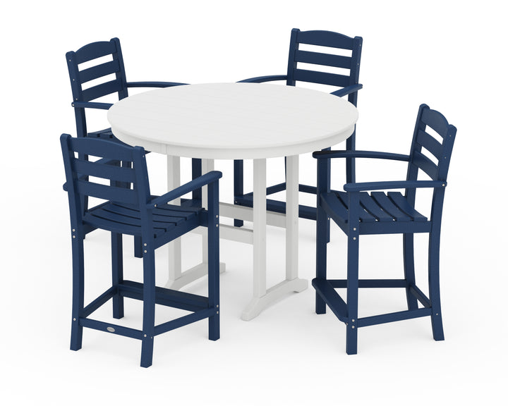 POLYWOOD® La Casa Café 5-Piece Round Farmhouse Counter Set