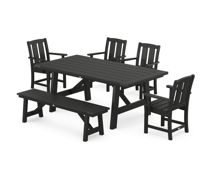 POLYWOOD® Mission 6-Piece Rustic Farmhouse Dining Set with Bench