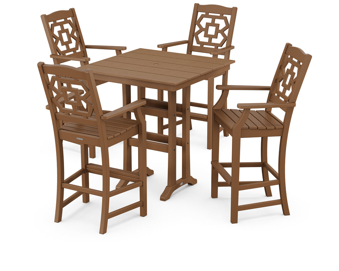 Martha Stewart by POLYWOOD® Chinoiserie 5-Piece Farmhouse Bar Set with Trestle Legs