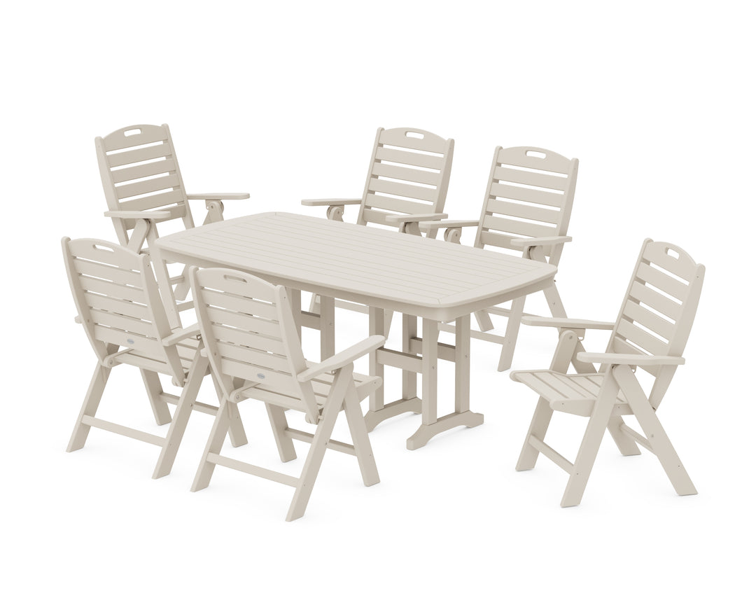 POLYWOOD® Nautical Folding Highback Chair 7-Piece Dining Set