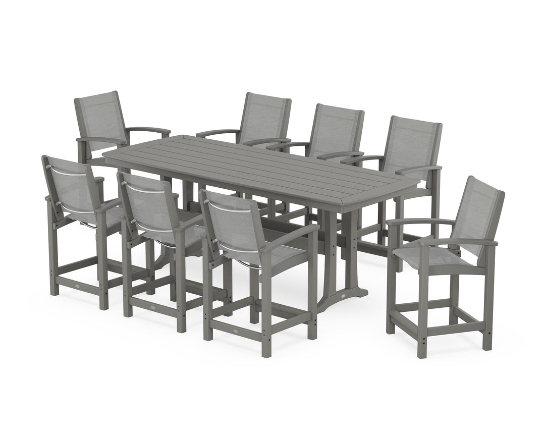 POLYWOOD® Coastal 9-Piece Counter Set with Trestle Legs