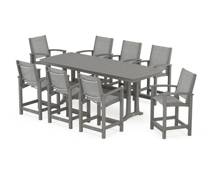 POLYWOOD® Coastal 9-Piece Counter Set with Trestle Legs