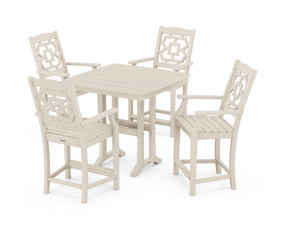 Martha Stewart by POLYWOOD® Chinoiserie 5-Piece Counter Set with Trestle Legs