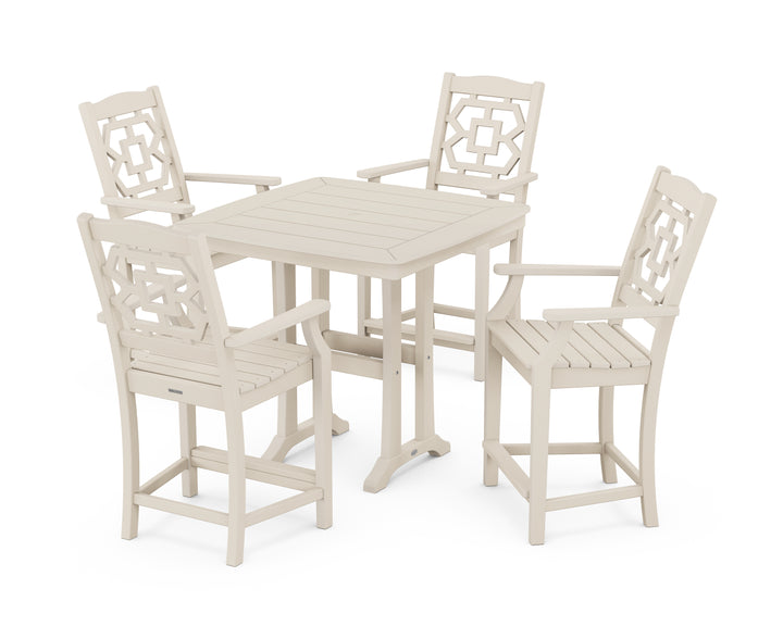 Martha Stewart by POLYWOOD® Chinoiserie 5-Piece Counter Set with Trestle Legs
