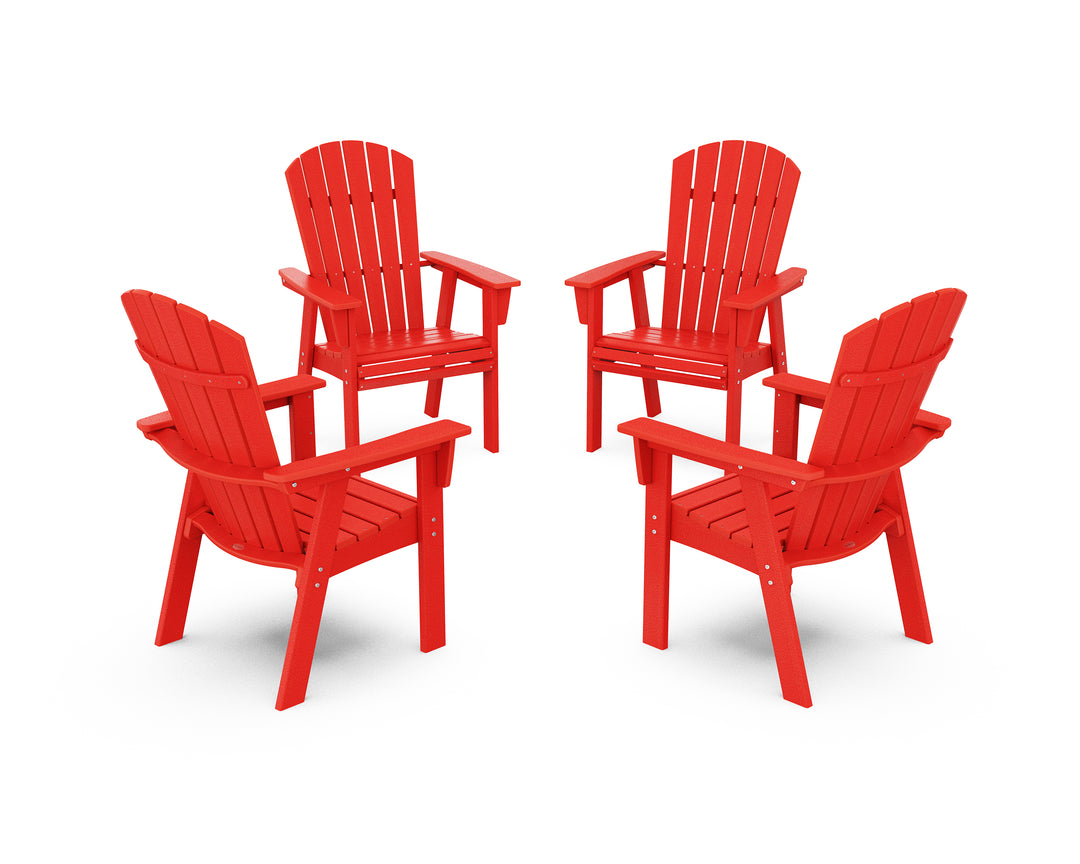 POLYWOOD® Nautical 4-Piece Curveback Upright Adirondack Conversation Set