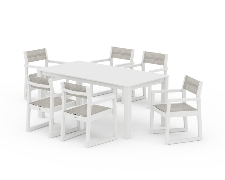 POLYWOOD® EDGE Sling Arm Chair 7-Piece Parsons Dining Set