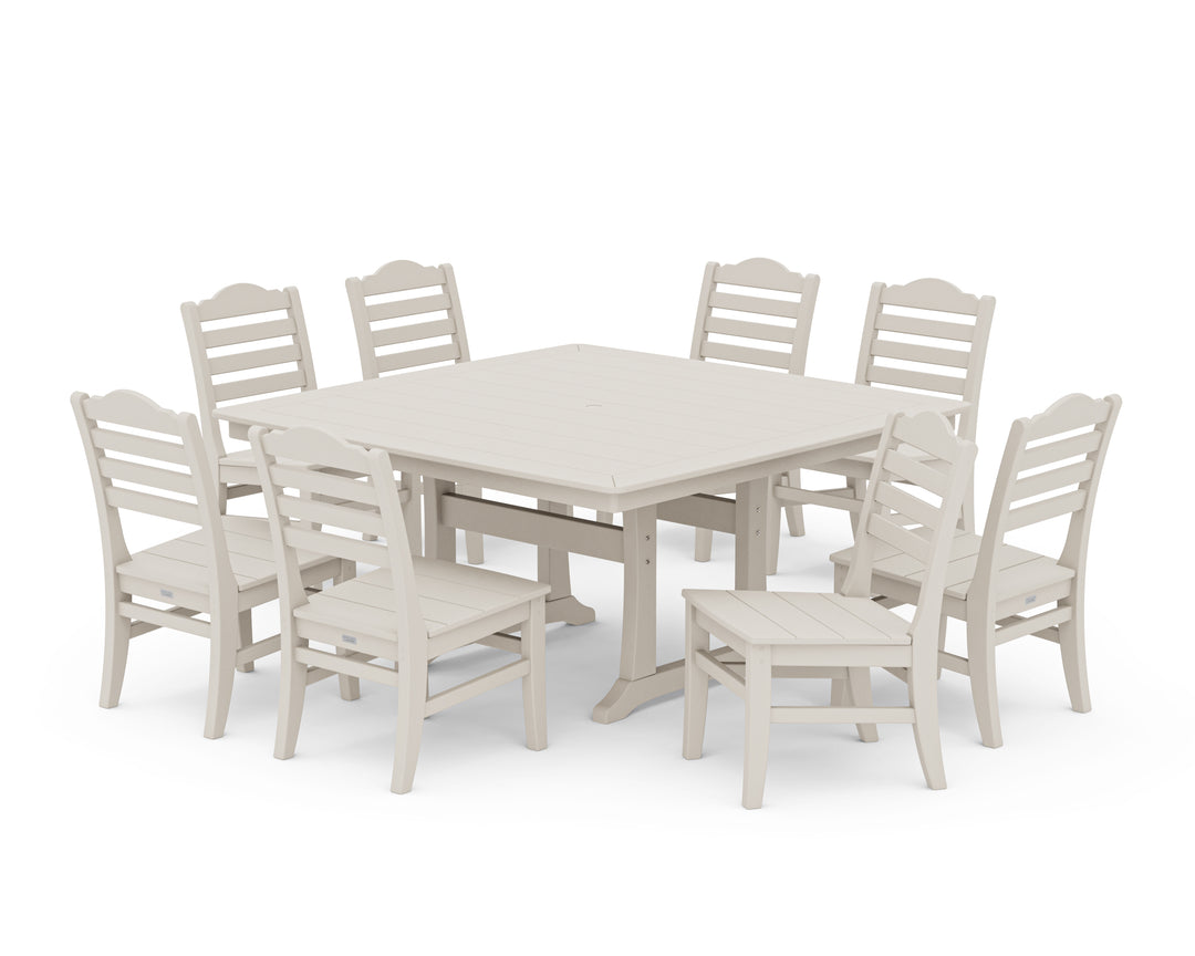 POLYWOOD® Savannah Side Chair 9-Piece Square Dining Set with Trestle Legs