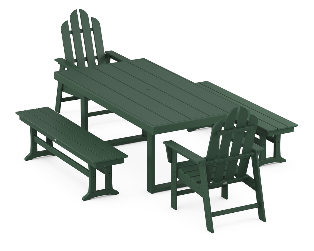 POLYWOOD® Long Island 5-Piece Dining Set with Benches