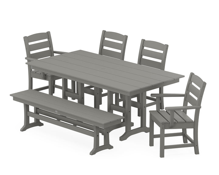 POLYWOOD® Lakeside 6-Piece Farmhouse Dining Set with Bench