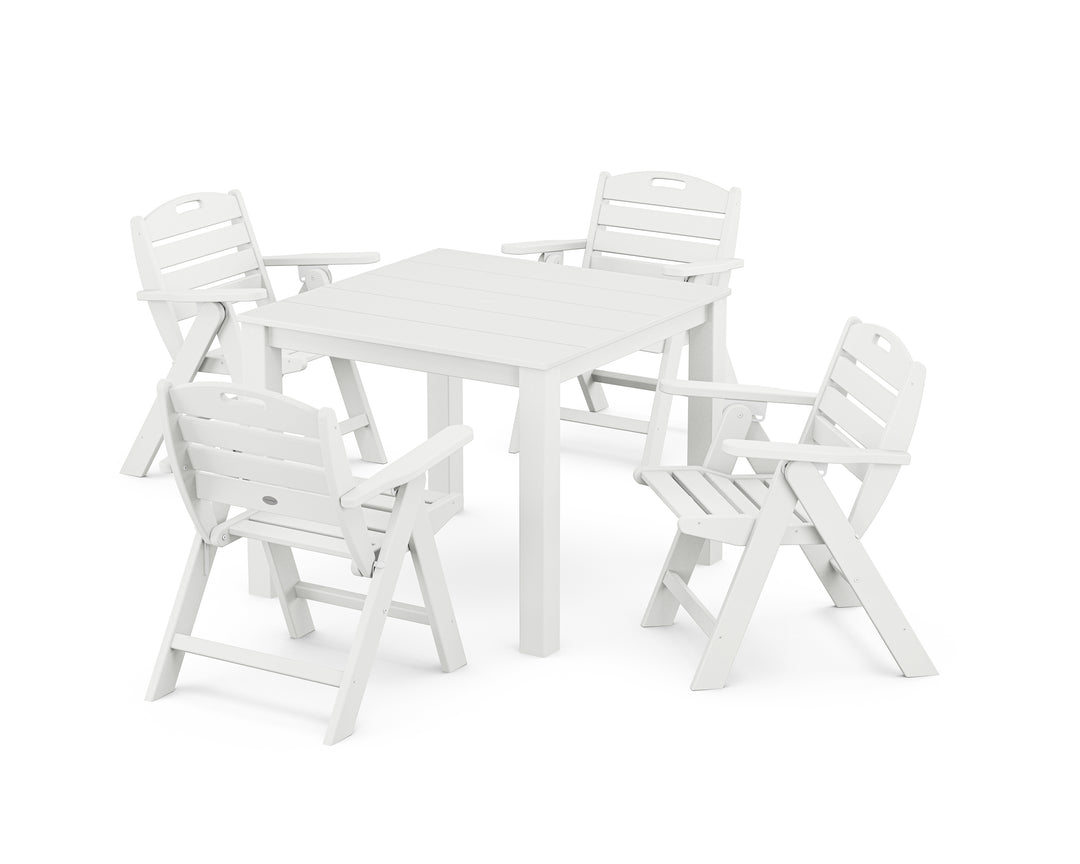 POLYWOOD® Nautical Folding Lowback Chair 5-Piece Parsons Dining Set