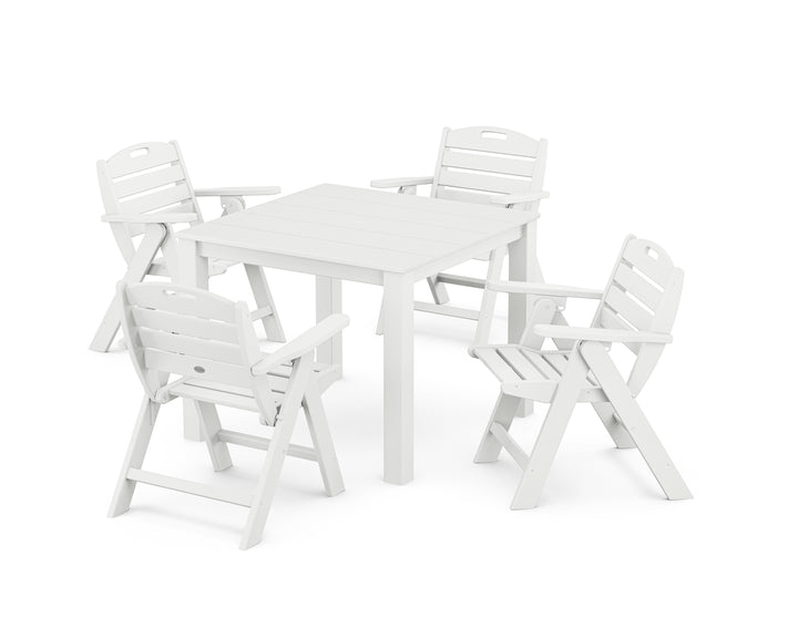 POLYWOOD® Nautical Folding Lowback Chair 5-Piece Parsons Dining Set