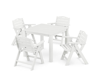 Nautical Folding Lowback Chair 5-Piece Parsons Dining Set