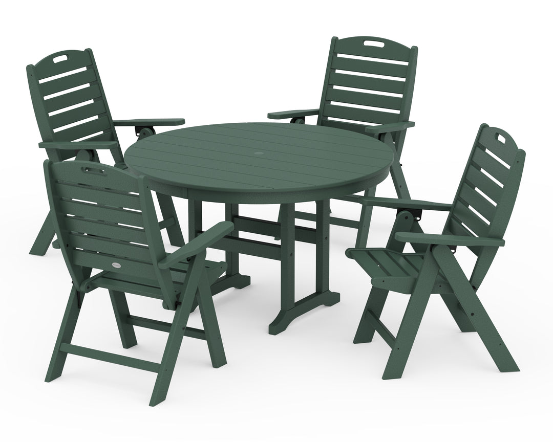 POLYWOOD® Nautical Folding Chair 5-Piece Round Farmhouse Dining Set