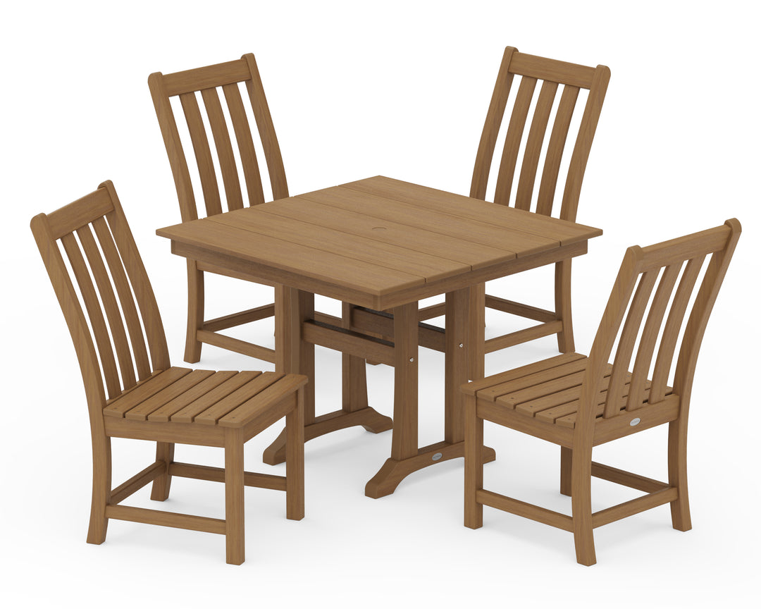 POLYWOOD® Vineyard 5-Piece Farmhouse Trestle Side Chair Dining Set
