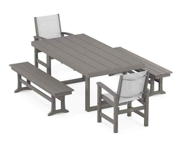 POLYWOOD® Coastal 5-Piece Dining Set with Trestle Legs